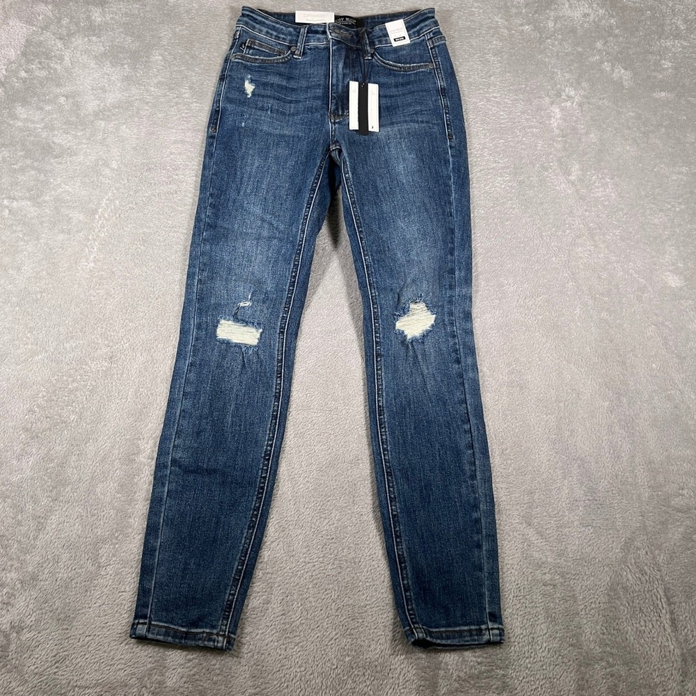 Judy Blue Jeans Womens Size 1/25 Mid Rise Skinny‎ Distressed Denim Pants NWT